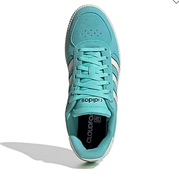 NWT!! adidas Aqua Blue Low-Top Sneaker with White Stripes - Picture 4 of 5